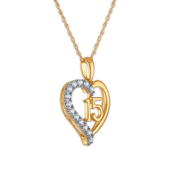 White Diamond Hearts & Symbols Pendant in 10KT Gold
