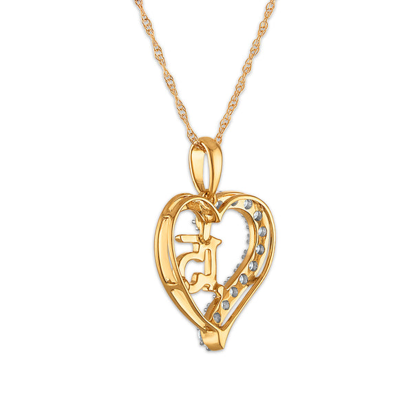 White Diamond Hearts & Symbols Pendant in 10KT Gold