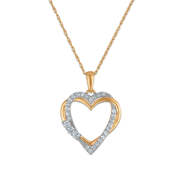 White Diamond Hearts & Symbols Pendant in 10KT Gold