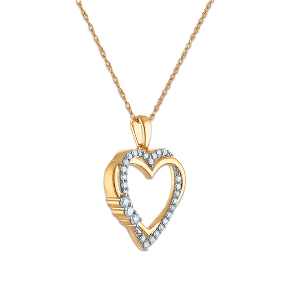 White Diamond Hearts & Symbols Pendant in 10KT Gold