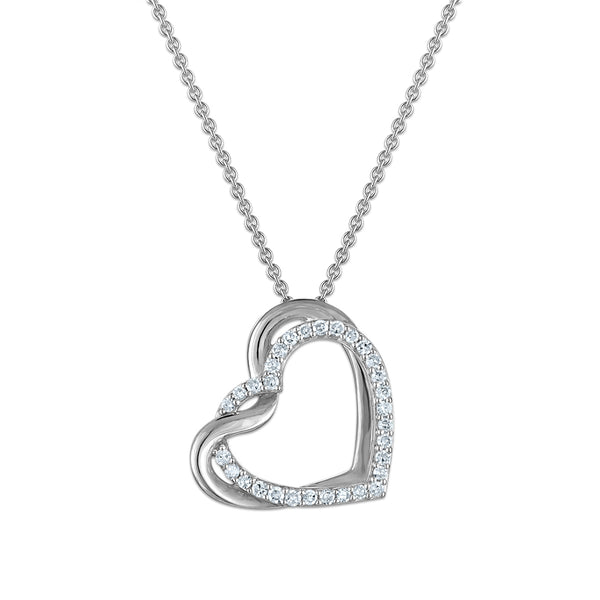 EcoLove 1/4 CTW Lab Grown Diamond Double Heart Pendant in Sterling Silver