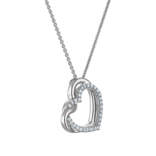 EcoLove 1/4 CTW Lab Grown Diamond Double Heart Pendant in Sterling Silver