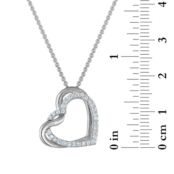 EcoLove 1/4 CTW Lab Grown Diamond Double Heart Pendant in Sterling Silver