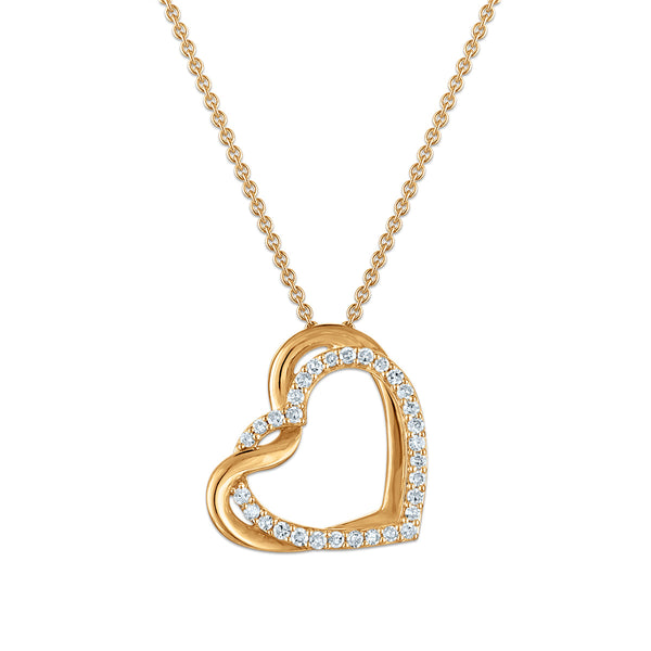 EcoLove 1/4 CTW Lab Grown Diamond Heart Pendant in Yellow Gold Plated Sterling Silver