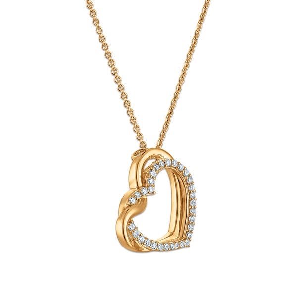 EcoLove 1/4 CTW Lab Grown Diamond Heart Pendant in Yellow Gold Plated Sterling Silver