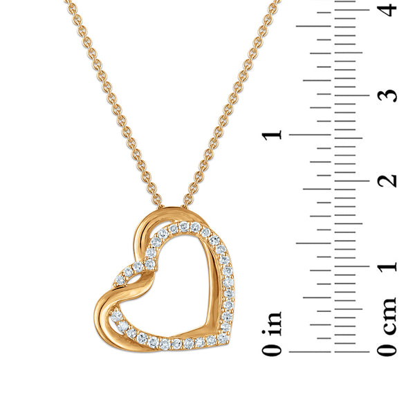 EcoLove 1/4 CTW Lab Grown Diamond Heart Pendant in Yellow Gold Plated Sterling Silver