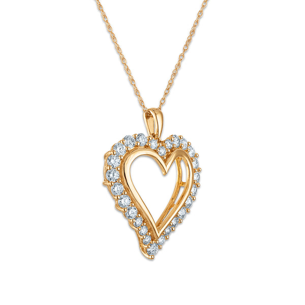 White Diamond Hearts & Symbols Pendant in 10KT Gold