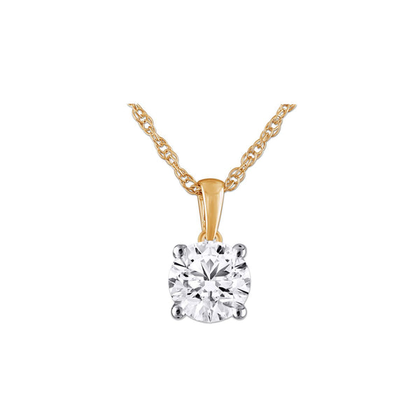 White Diamond Solitaire Pendant in 10KT Gold