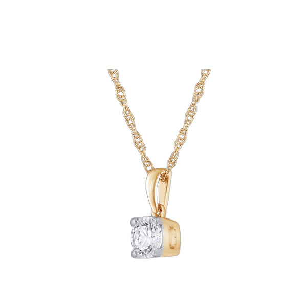 White Diamond Solitaire Pendant in 10KT Gold