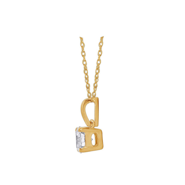 White Diamond Solitaire Pendant in 10KT Gold