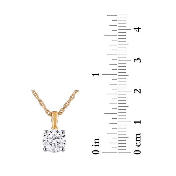 White Diamond Solitaire Pendant in 10KT Gold