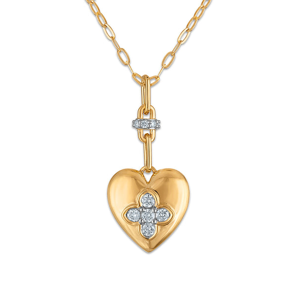 White Diamond Hearts & Symbols Pendant in 925 Silver