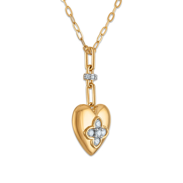 White Diamond Hearts & Symbols Pendant in 925 Silver