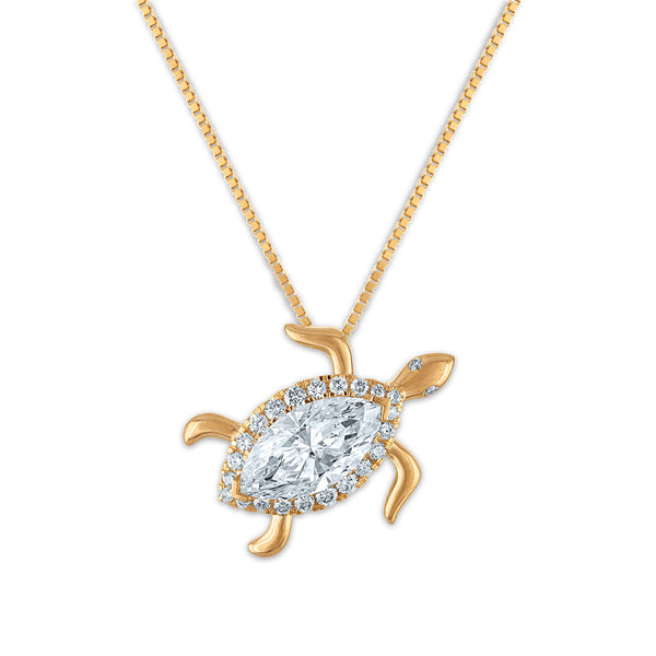 White Diamond Pendant in 10KT Gold