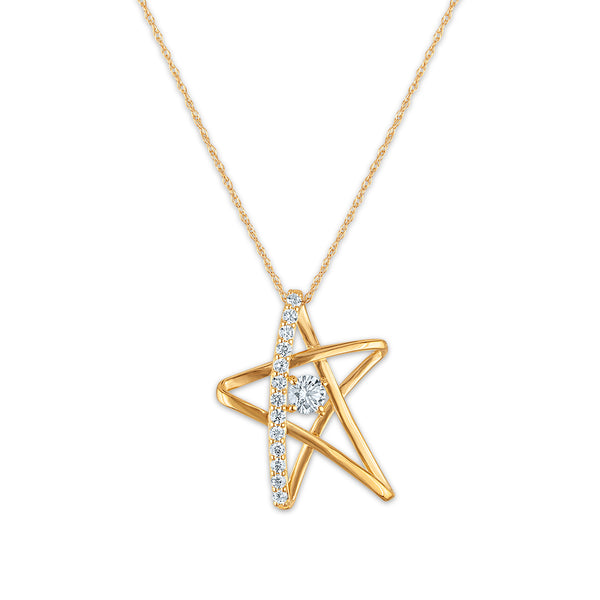 White Diamond Pendant in 10KT Gold