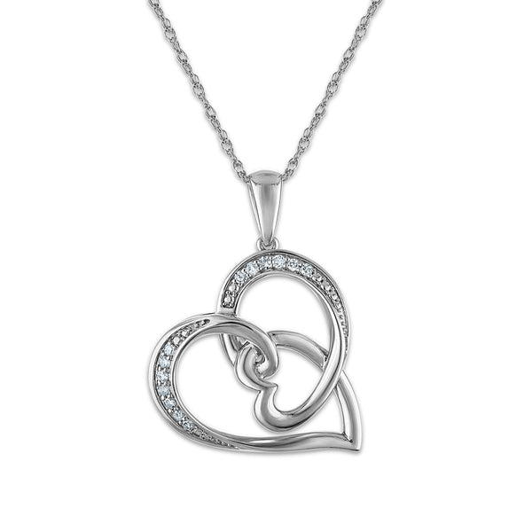 White Diamond Hearts & Symbols Pendant in 925 Silver