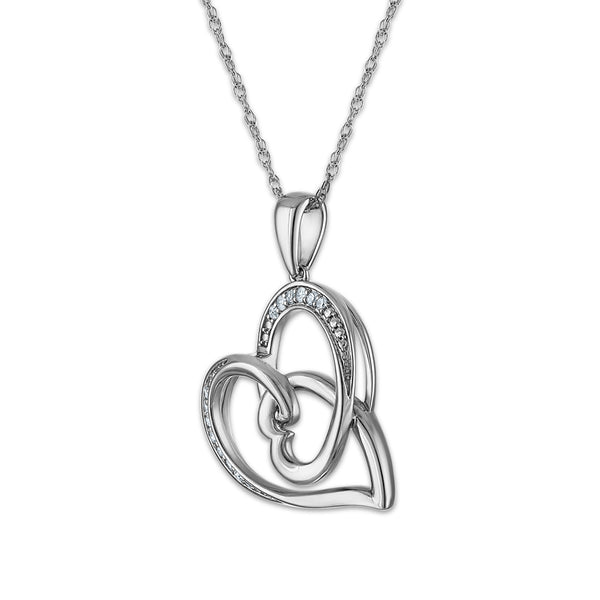 White Diamond Hearts & Symbols Pendant in 925 Silver