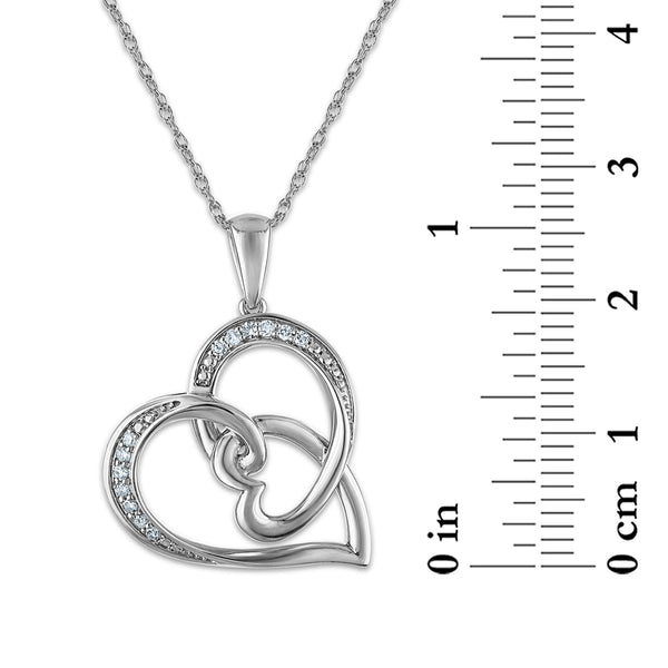 White Diamond Hearts & Symbols Pendant in 925 Silver
