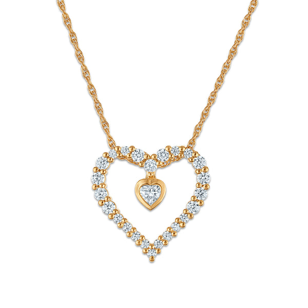 White Diamond Hearts & Symbols Pendant in 10KT Gold