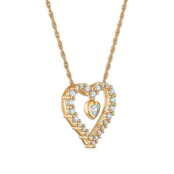 White Diamond Hearts & Symbols Pendant in 10KT Gold