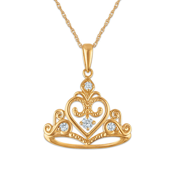 White Diamond Hearts & Symbols Pendant in 10KT Gold