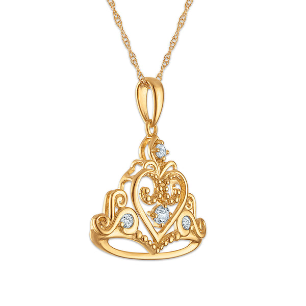 White Diamond Hearts & Symbols Pendant in 10KT Gold