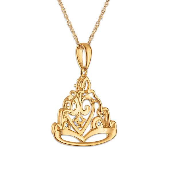 White Diamond Hearts & Symbols Pendant in 10KT Gold