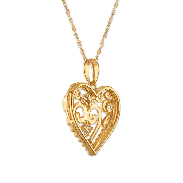 White Diamond Hearts & Symbols Pendant in 10KT Gold