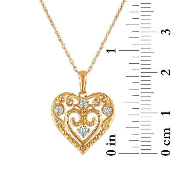 White Diamond Hearts & Symbols Pendant in 10KT Gold