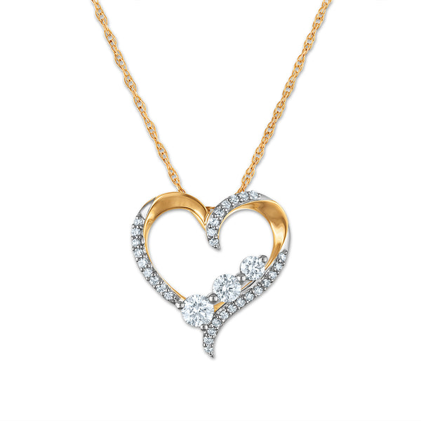 EcoLove 1/2 CTW Lab Grown Diamond 18-inch Heart Pendant in Two-Tone Sterling Silver
