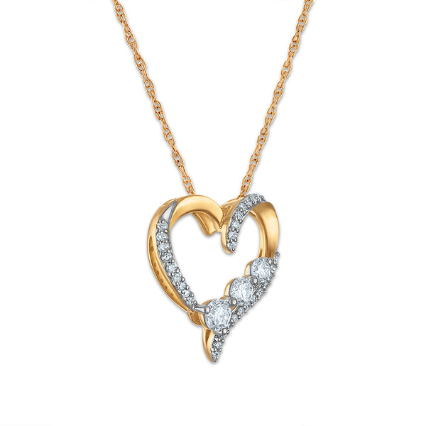 EcoLove 1/2 CTW Lab Grown Diamond 18-inch Heart Pendant in Two-Tone Sterling Silver