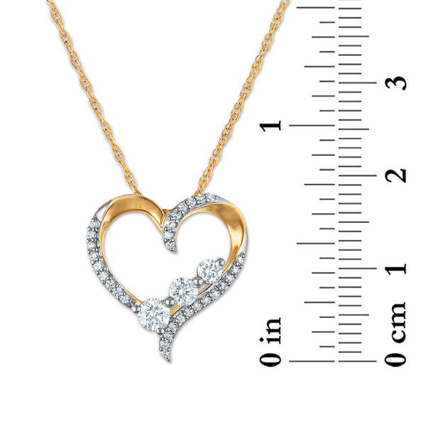EcoLove 1/2 CTW Lab Grown Diamond 18-inch Heart Pendant in Two-Tone Sterling Silver
