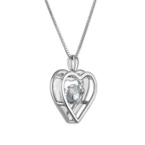White Diamond Heart Pendant in 925 Silver