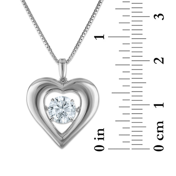 White Diamond Heart Pendant in 925 Silver
