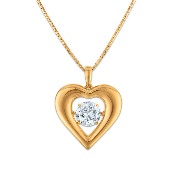 White Diamond Heart Pendant in 925 Silver