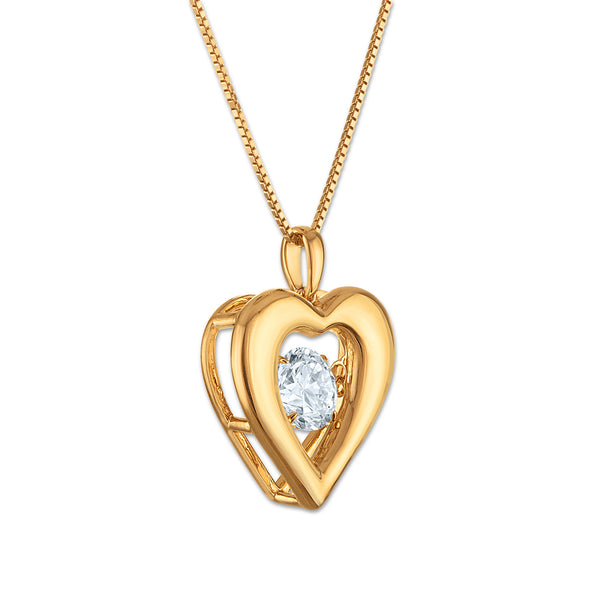 White Diamond Heart Pendant in 925 Silver