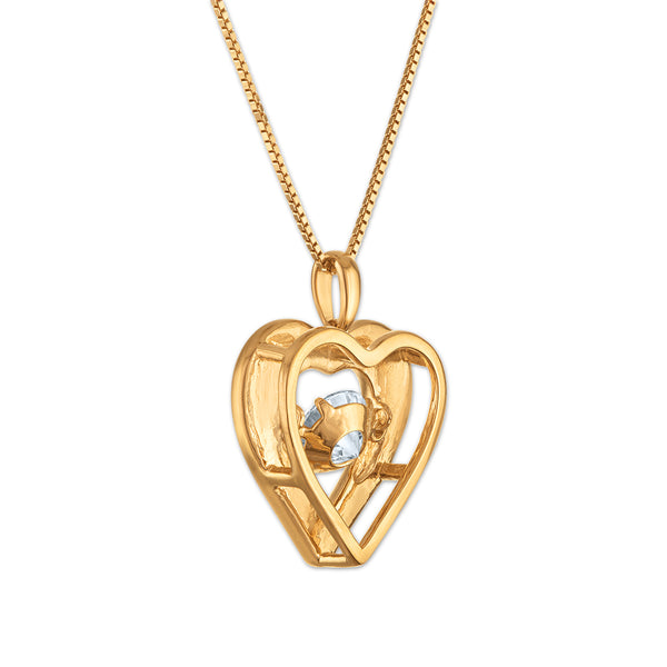 White Diamond Heart Pendant in 925 Silver
