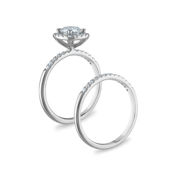 EcoLove 1 1/2 CTW Lab Grown Diamond Halo Bridal Set in 10KT White Gold