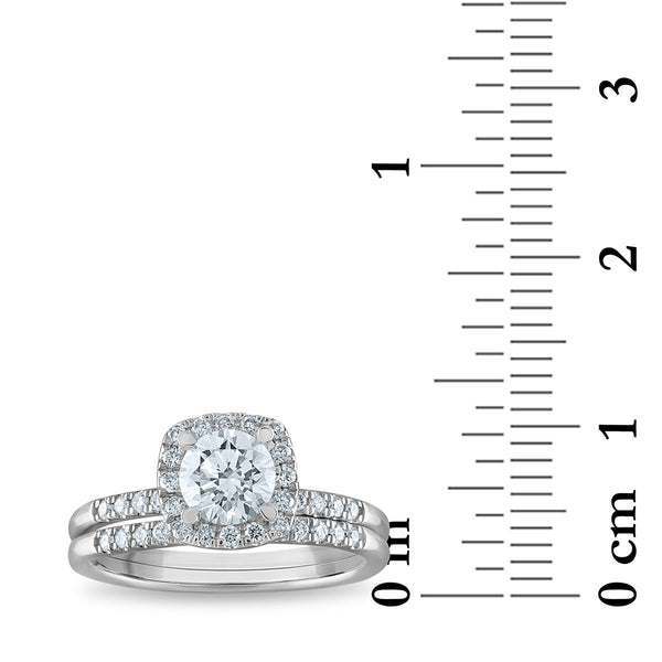 EcoLove 1 1/2 CTW Lab Grown Diamond Halo Bridal Set in 10KT White Gold