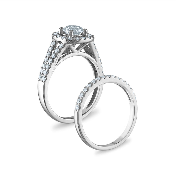 EcoLove 1 3/4 CTW Lab Grown Diamond Halo Bridal Set in 10KT White Gold