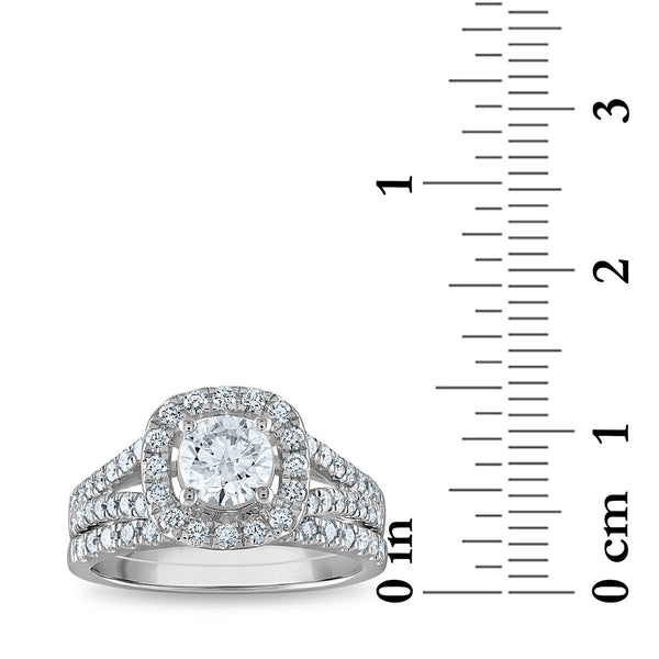 EcoLove 1 3/4 CTW Lab Grown Diamond Halo Bridal Set in 10KT White Gold