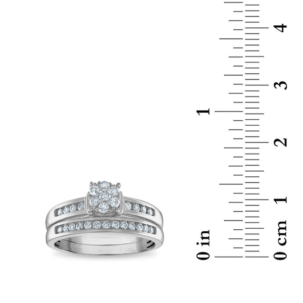 EcoLove 1/2 CTW Lab Grown Diamond Cluster Wedding Trio Set in 10KT White Gold