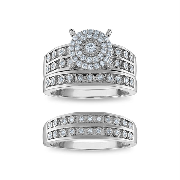 White Diamond Halo Ring in 10KT Gold
