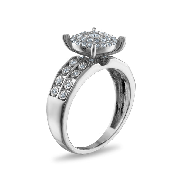 White Diamond Halo Ring in 10KT Gold