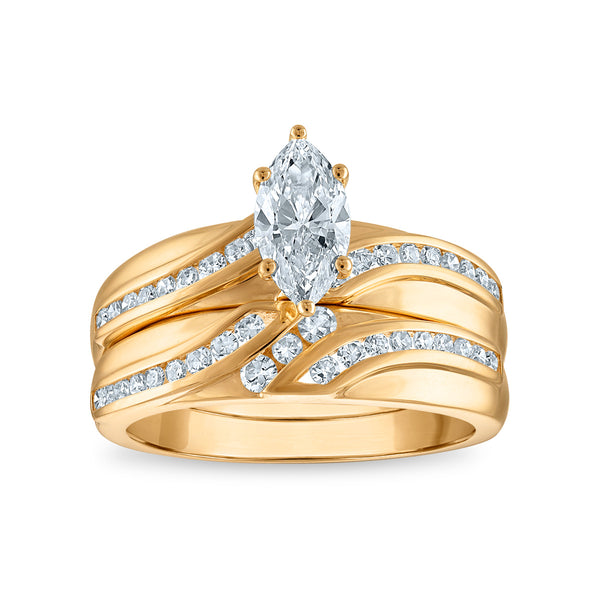 EcoLove 1-5/8 CTW Lab Grown Diamond Wedding Trio Set in 10KT Yellow Gold