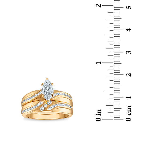EcoLove 1-5/8 CTW Lab Grown Diamond Wedding Trio Set in 10KT Yellow Gold