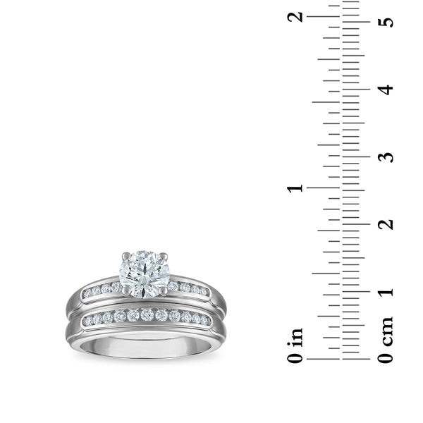EcoLove 1-1/2 CTW Lab Grown Diamond Wedding Trio Set in 10KT White Gold