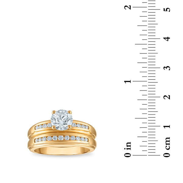 EcoLove 1-1/2 CTW Lab Grown Diamond Wedding Trio Set in 10KT Yellow Gold