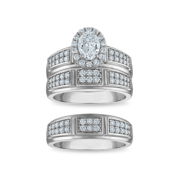 EcoLove 1-3/4 CTW Lab Grown Diamond Wedding Trio Set in 10KT White Gold