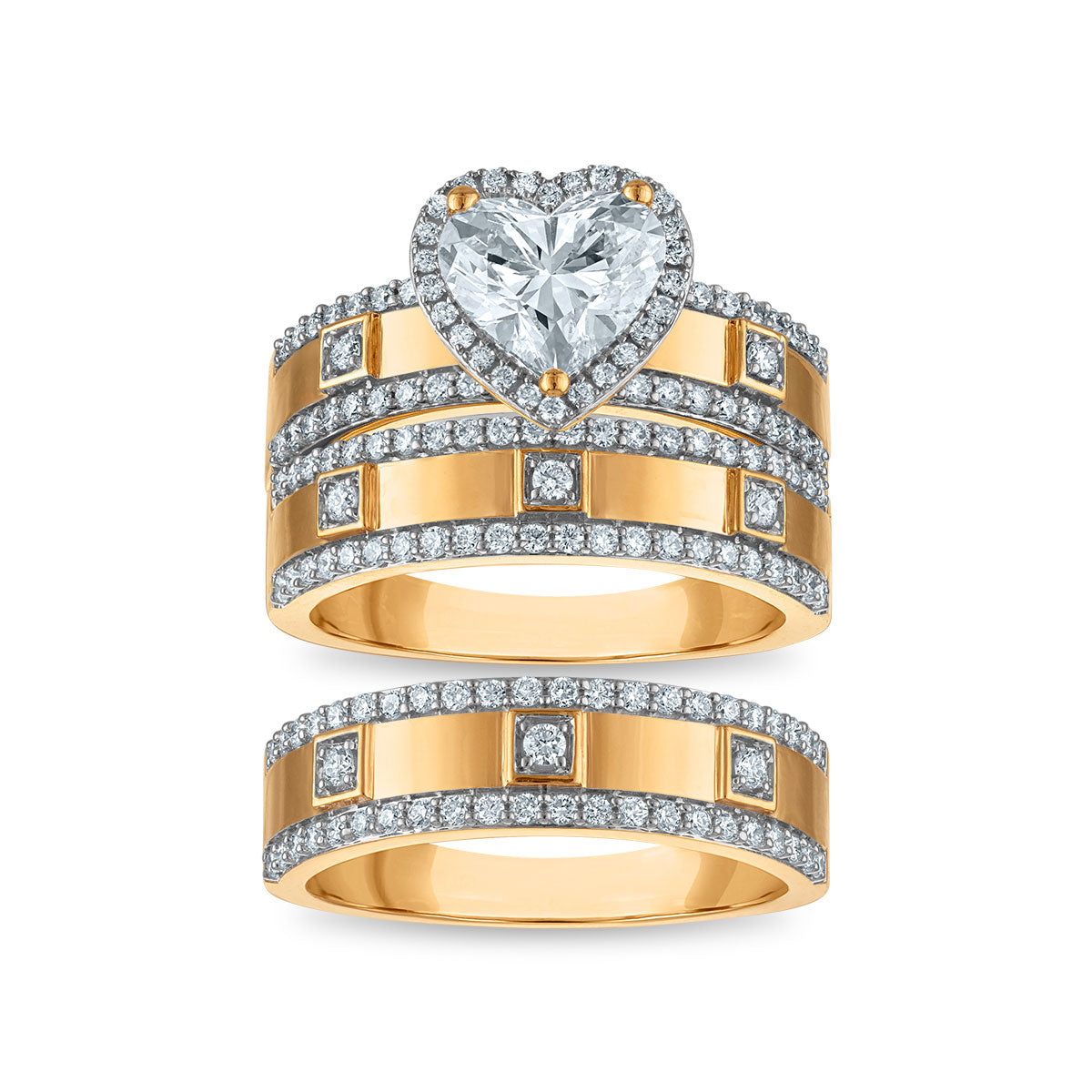 EcoLove 2-1/2 CTW Lab Grown Diamond Wedding Trio Set in 10KT Yellow Gold